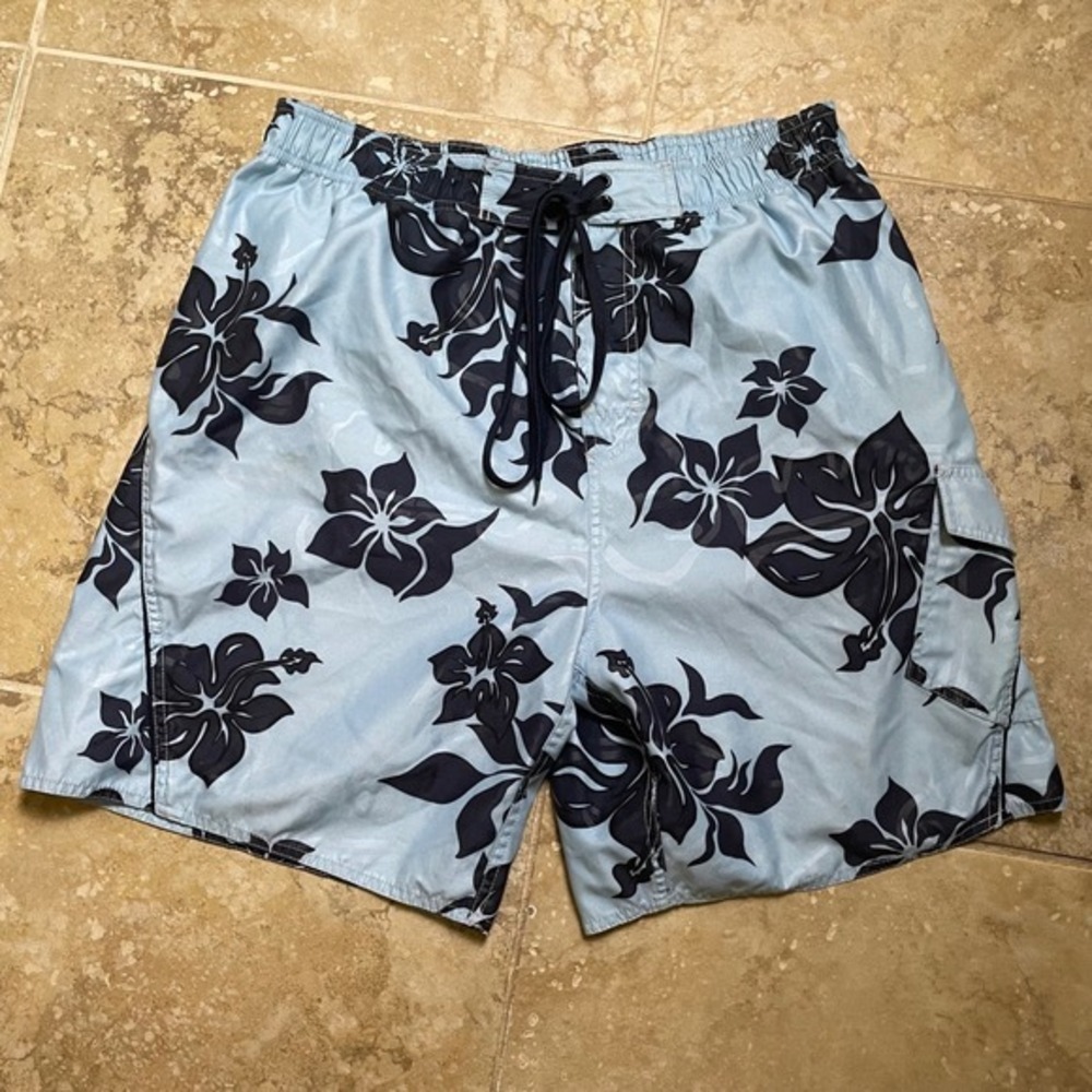 Ron Jon Surf Shop Swim Trunks Floral‎ Blue XL